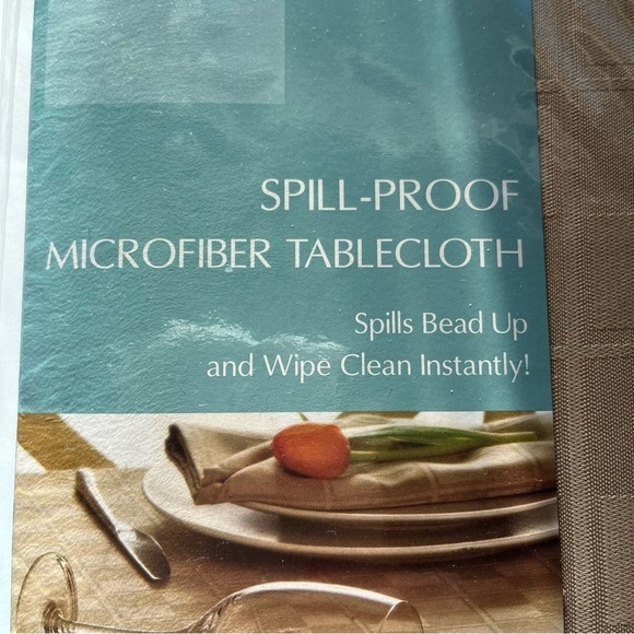 Home Classics | New Khaki Check Spill-Proof Microfiber Tablecloth, 52x70” Oblong - Picture 1 of 5